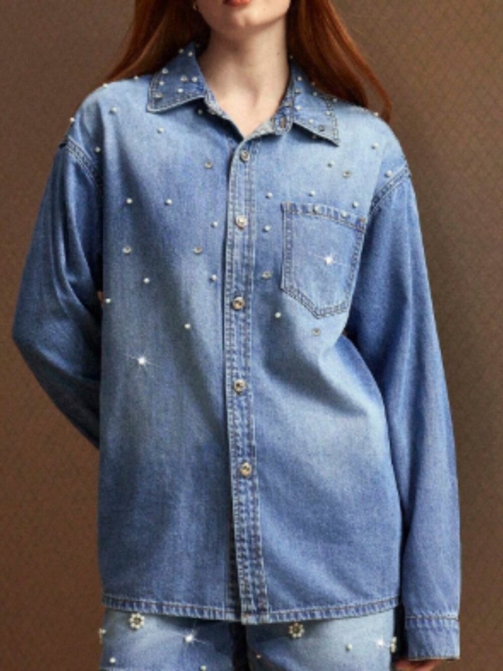 NEW SS2026 Embellished Denim Shirt Large-XL